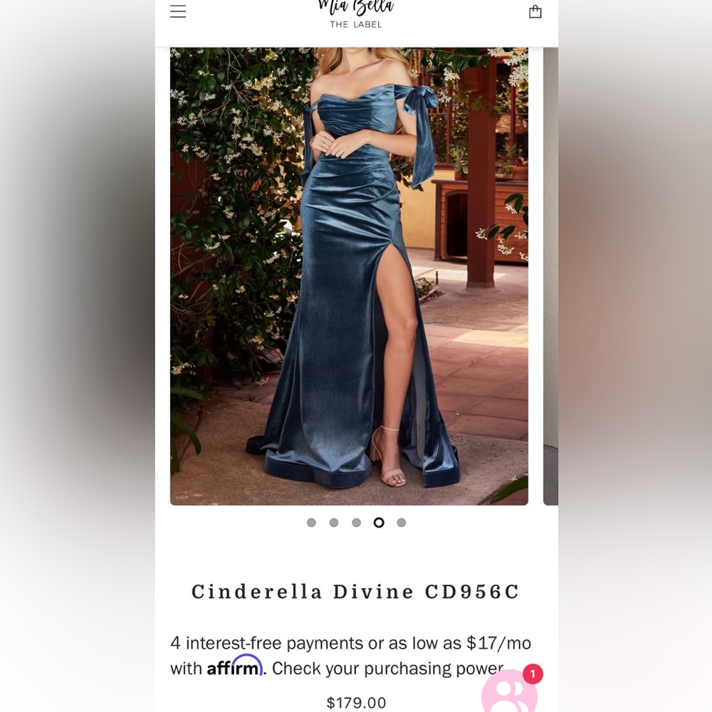 Smoky blue evening gown ￼